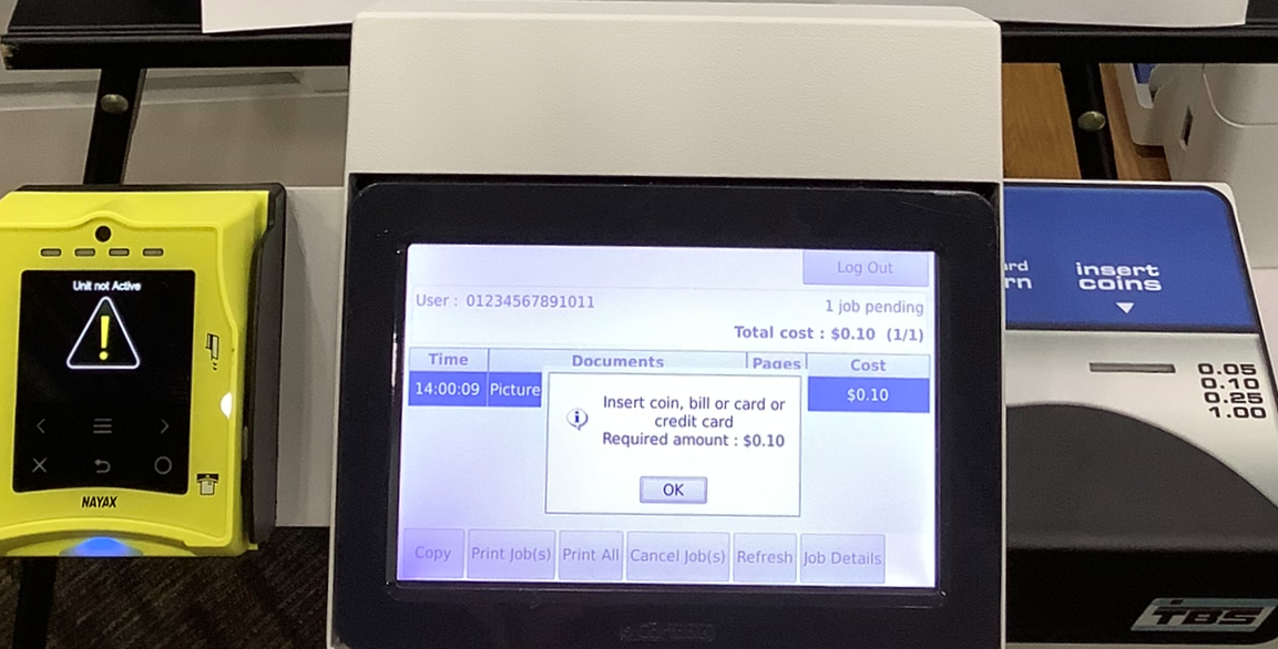 Print payment screen.