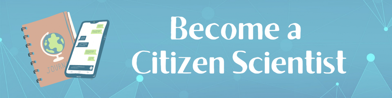 Become a Citizen Scientist header with an illustrated journal and smart phone
