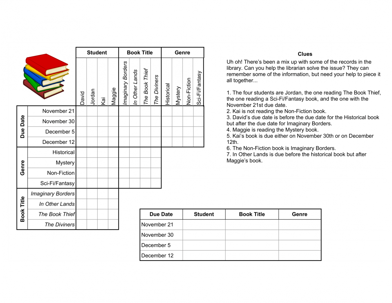 Create your own logic grid puzzle Alachua County Library District