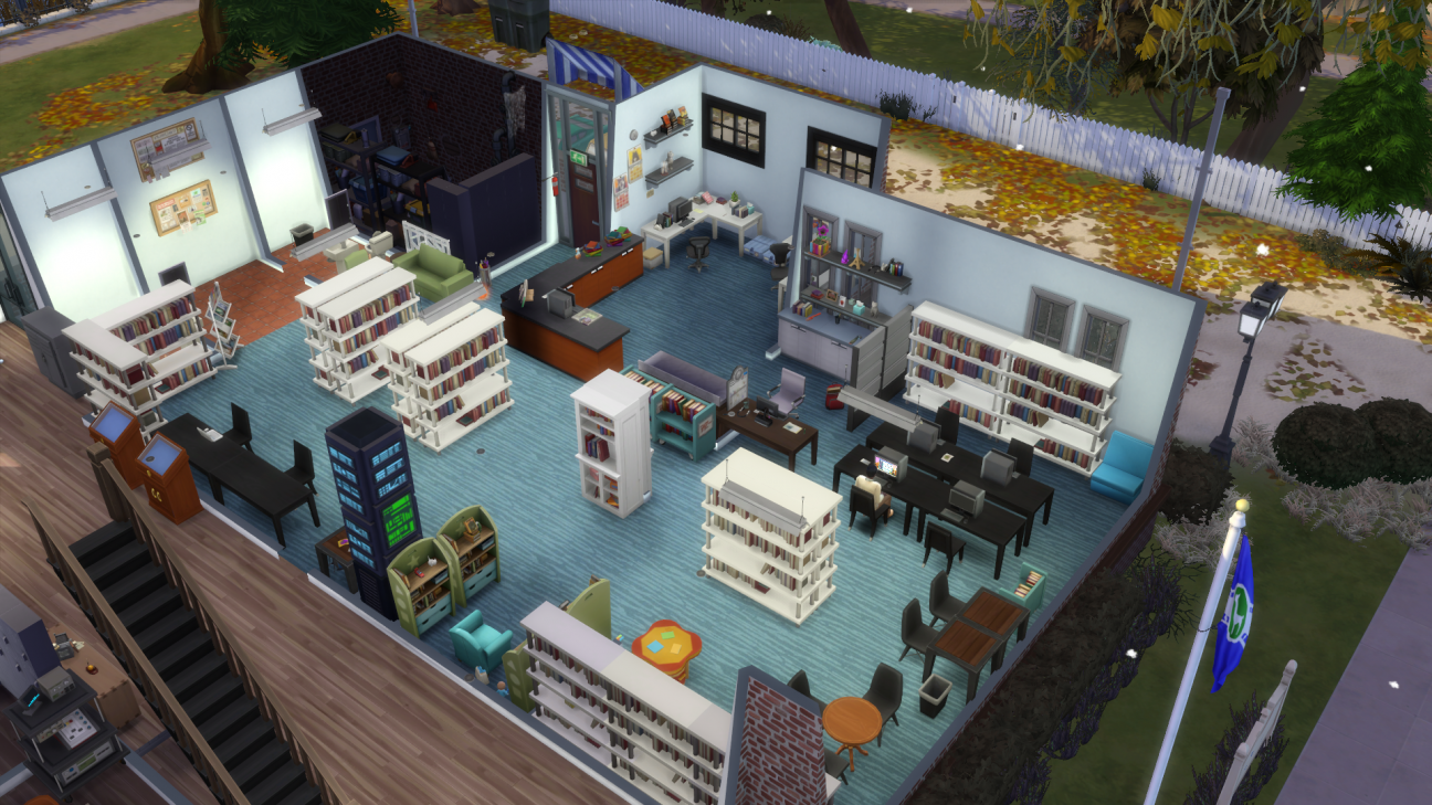 Micanopy Library building inside as made in the Sims 4 game