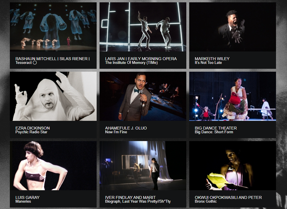 A screenshot of performances available from OnTheBoards.