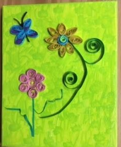 quilling design on canvas a picture of flowers and a butterfly