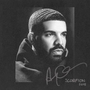Drake on his album cover for Scorpion