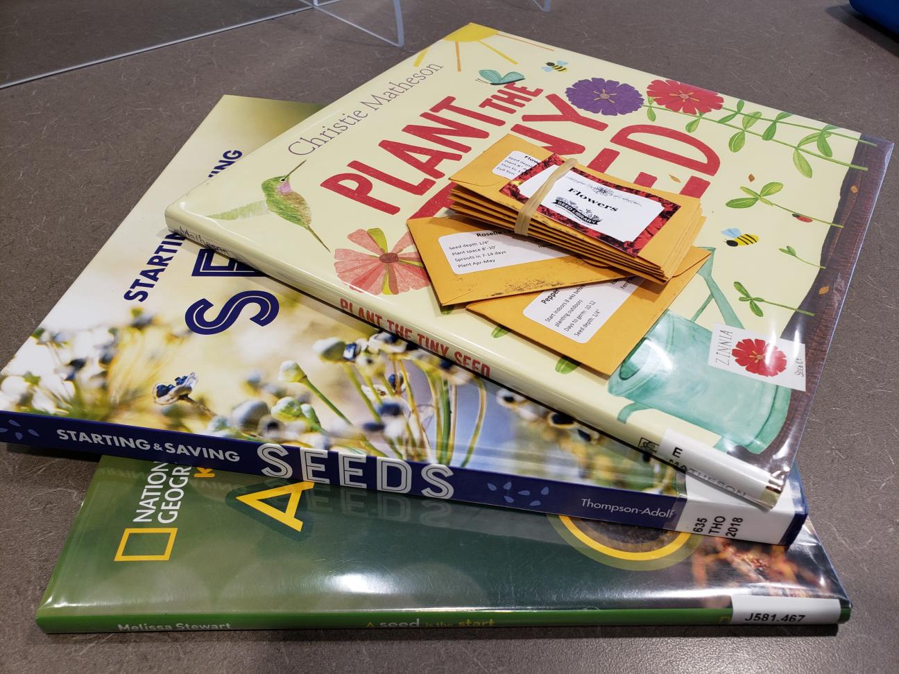 Books with seed packet kits.