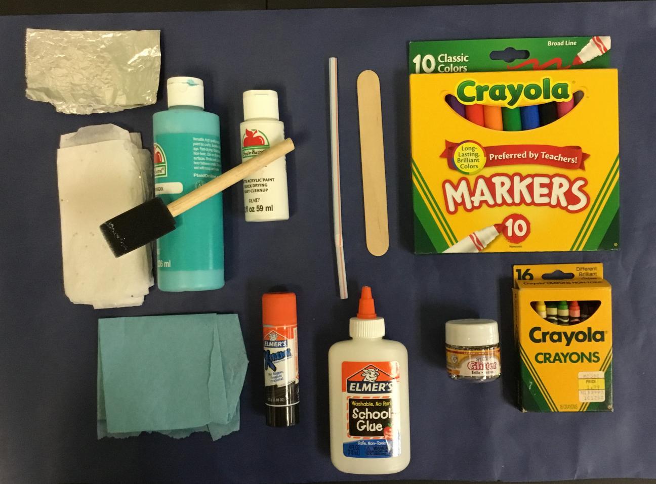 Additional Supplies (Crayons, Color Pencils, Glue, Non Toxic Paint, Glitter, Tinfoil, Tissue Paper, Straws, Popsicle Sticks) paper snowflake craft for elementary children