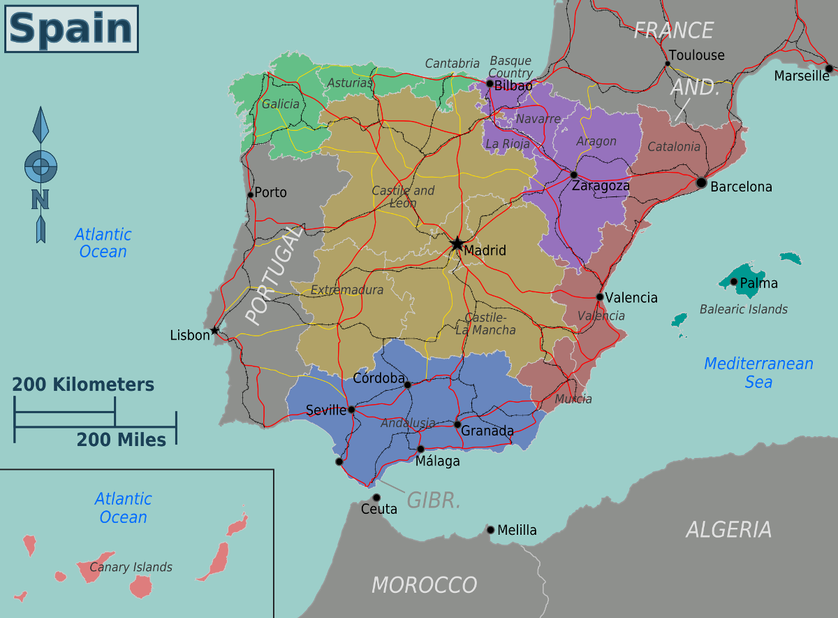Map of Spain & Spanish Territories Map of Spain & Spanish Territories