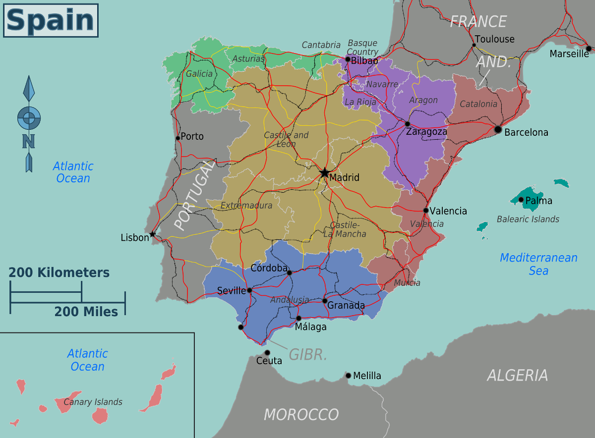 Map of Spain &amp; Spanish Territories