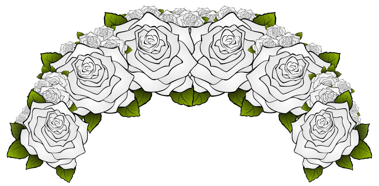 Curved Flower Crown Template A curved flower crown composed of white flowers with green leaves