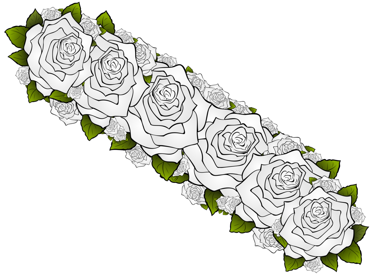 Straight Flower Crown Template A straight flower crown composed of white flowers with green leaves