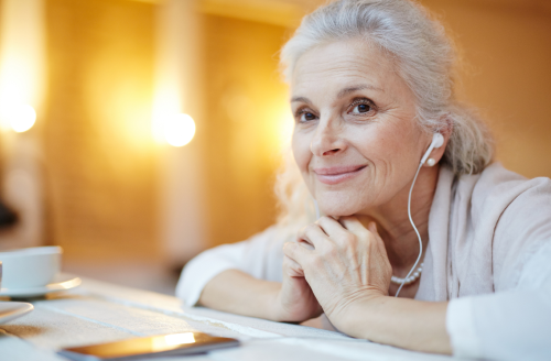 woman with headphones woman with headphones