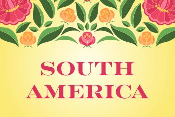 South America with floral border