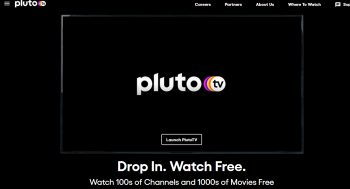preview of the Pluto TV landing page.