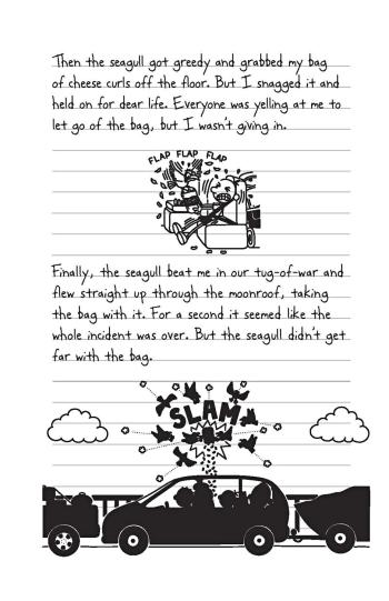 sample page of text and drawings from The Long Haul by Jeff Kinney