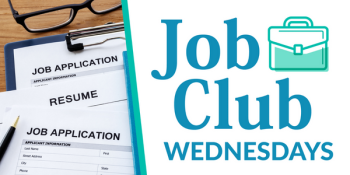 The Job Club banner for the program at Headquarters library. 
