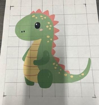 A dinosaur with a grid drawn over it