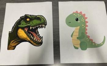 Two pictures of dinosaurs