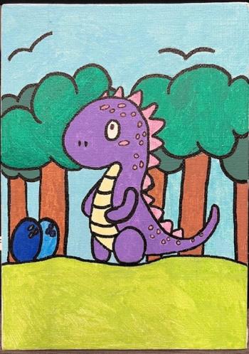 A colorful drawing of a dinosaur