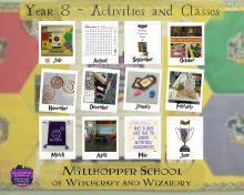 collage of activities for the Millhopper School of Witchcraft and Wizardry year 8