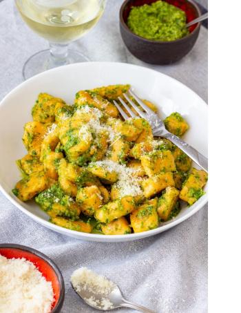 Sweet Potato Gnocchi With Sage Walnut Pesto