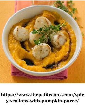 spicy scallops with pumpkin puree