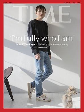 Time Magazine cover, photography credit to Wynne Neilly Time Magazine cover featuring Elliot Page with the quote "I'm fully who I am."