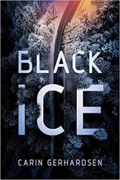 A black curing road through snow coverwed pine trees leads out of the book