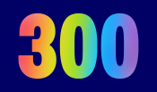 A dark blue background with a rainbow "300" over it. 