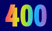 A dark blue background with a rainbow "400" over it. 