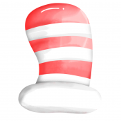 A Dr. Seuss style top hat with red and white stripes.