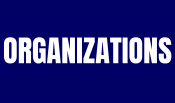 A dark blue background with the word "Organizations" over it.
