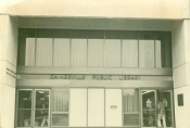 old black and white photo of old library at 222 East University Avenue.