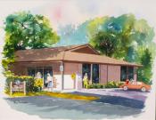 Hawthorne Branch in watercolor