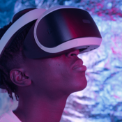 teen wearing virtual reality headset