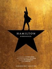 Show poster for the play Hamilton.
