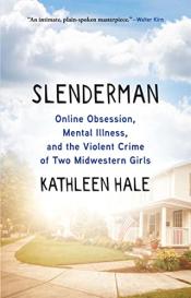 Slenderman book cover, neighborhood with sidewalk and clear sky