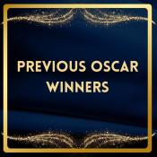 square graphic with the title previous oscar winners.