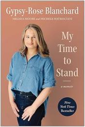 My Time to Stand cover, pink background, Gypsy-Rose Blanchard wearing denim button down shirt and dark pants