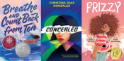 book covers for Frizzy, Concealed, and Breathe and Count Back From Ten