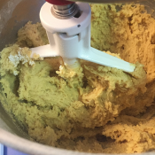 cookie batter in mixer cookie batter in mixer