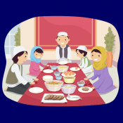 Image of Muslim Family Feasting