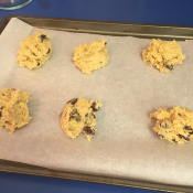 cookie dough on baking sheet