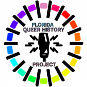 Logo featuring a rainbow circular pattern and a microphone in the center.