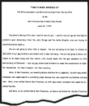 June 25, 1978: "That's What America Is" speech given by Supervisor Harvey Milk at the San Francisco Gay Freedom Day Parade. Click through for the full speech. 