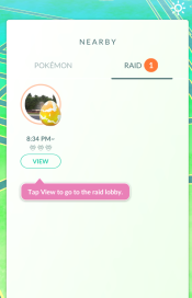 Screenshot of the Nearby Raids screen on Pokemon GO. Screenshot of the Nearby Raids screen on Pokemon GO.