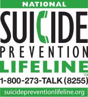 A green and white logo for the National Suicide Prevention Lifeline - 1-800-273-TALK