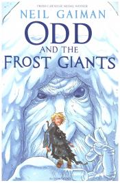 a boy stands on the hand of an enormous ice giant 