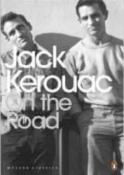 Kerouac and friend standing next to each other, arms folded, leaning against a car.