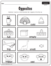 opposites worksheet image