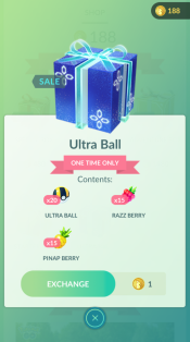 Screenshot of the shop in Pokemon GO, showing a 1 PokeCoin bundle. Screenshot of the shop in Pokemon GO, showing a 1 PokeCoin bundle.
