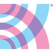 Logo with blue and pink curved lines, which are purple at the intersections. It's the logo for the Lavender Effect organization.